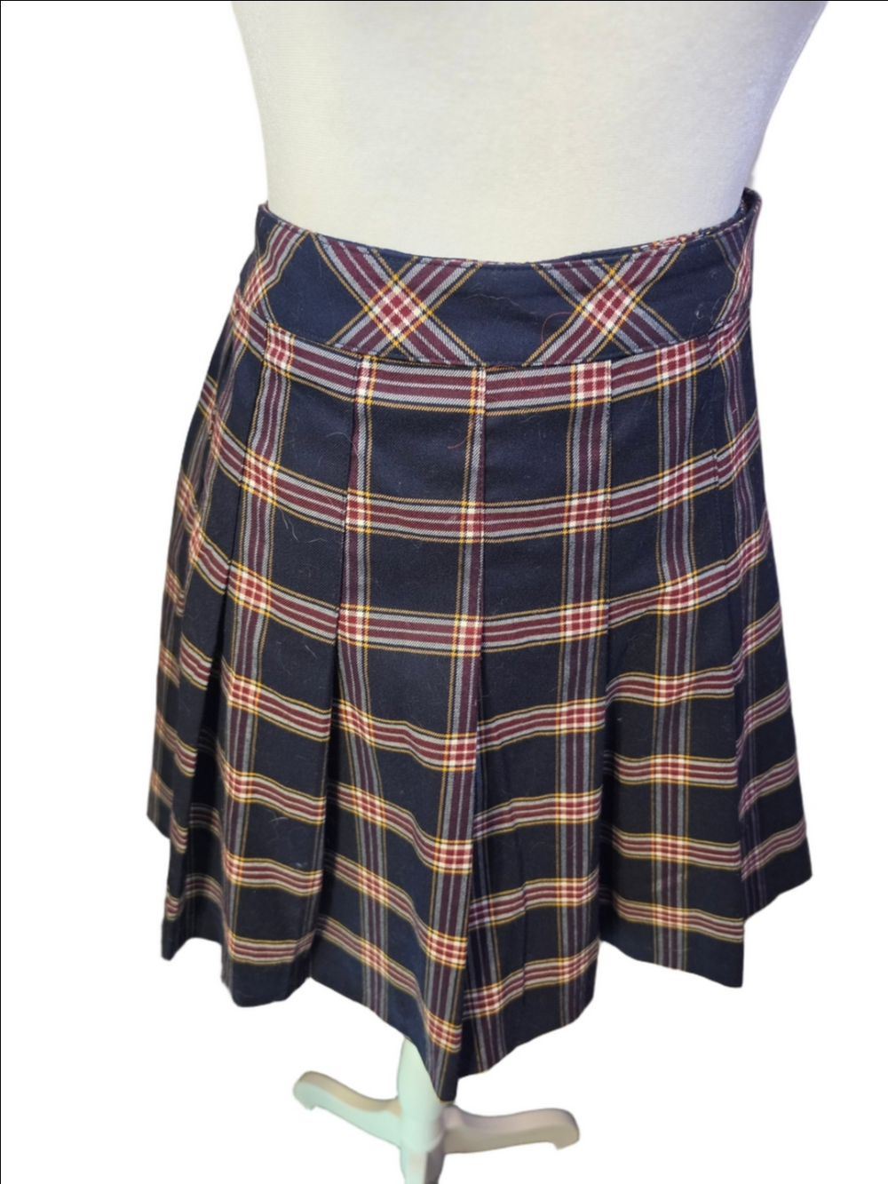 Divided By H&M Navy Red Plaid Pleated Skirt Above The Knee School Girl Size 10